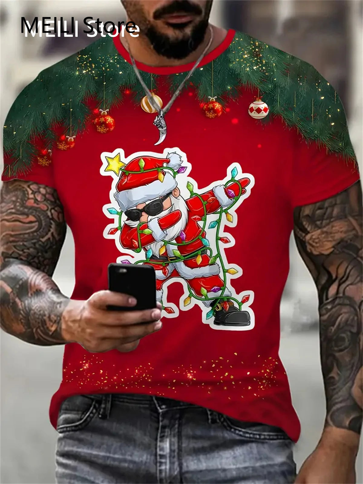Christmas Men's T Shirt 3D Print Casual Short Sleeve Tees Street Fashion Crew Neck Pullover Male Oversized Clothing Sweatshirt