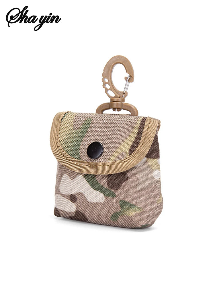 Waterproof Camp Mini Oxford Fabric Keychain Bag, Outdoor Hunting Camouflage Waist Bag for Earphone Keys Coin，EDC Carry Organizer