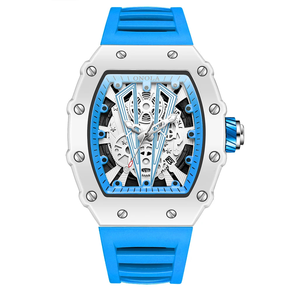 High Quality Men's Watch Quartz ONOLA Fashion Clock Waterproof Silicone Tape Watch for Men