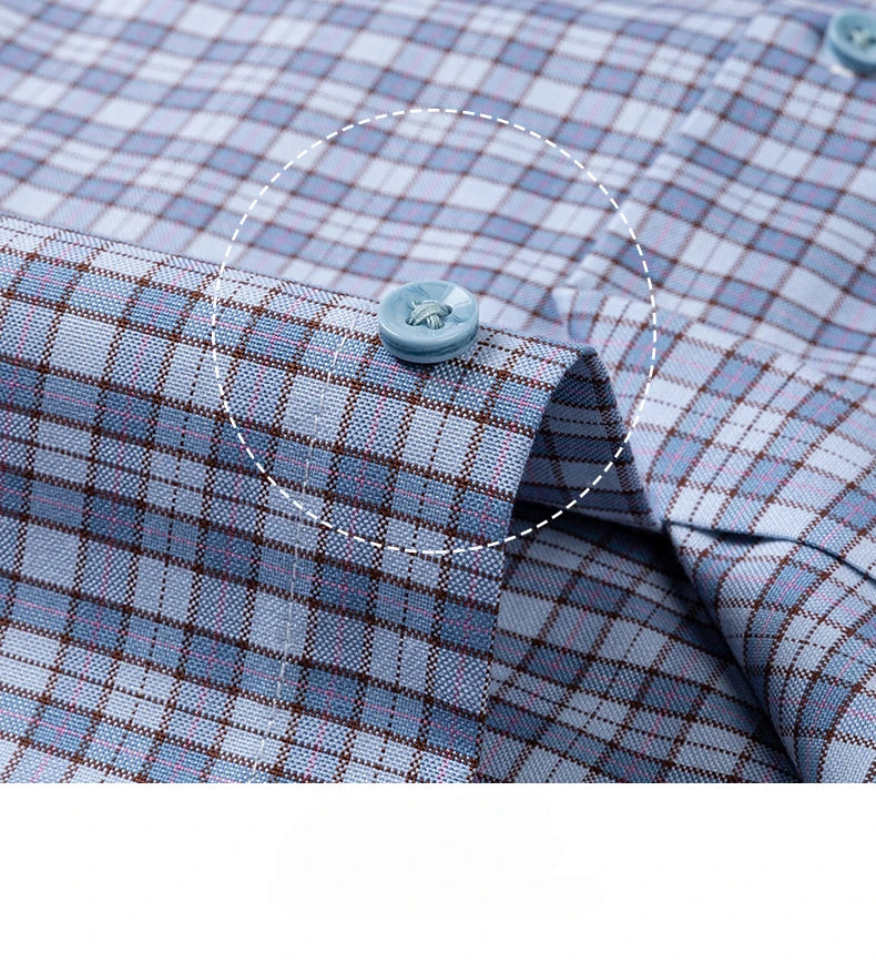 plus size 14xl 100%cotton long-sleeve shirts for men slim fit formal plain shirt soft plaid striped tops office elegants clothes