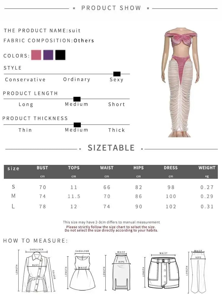 Sexy Fashion 2 Piece Set Woman Velvet Cross Kink Tank Tops+Hollow Design Ruched Long Skirts Club Party Coquette Outfits