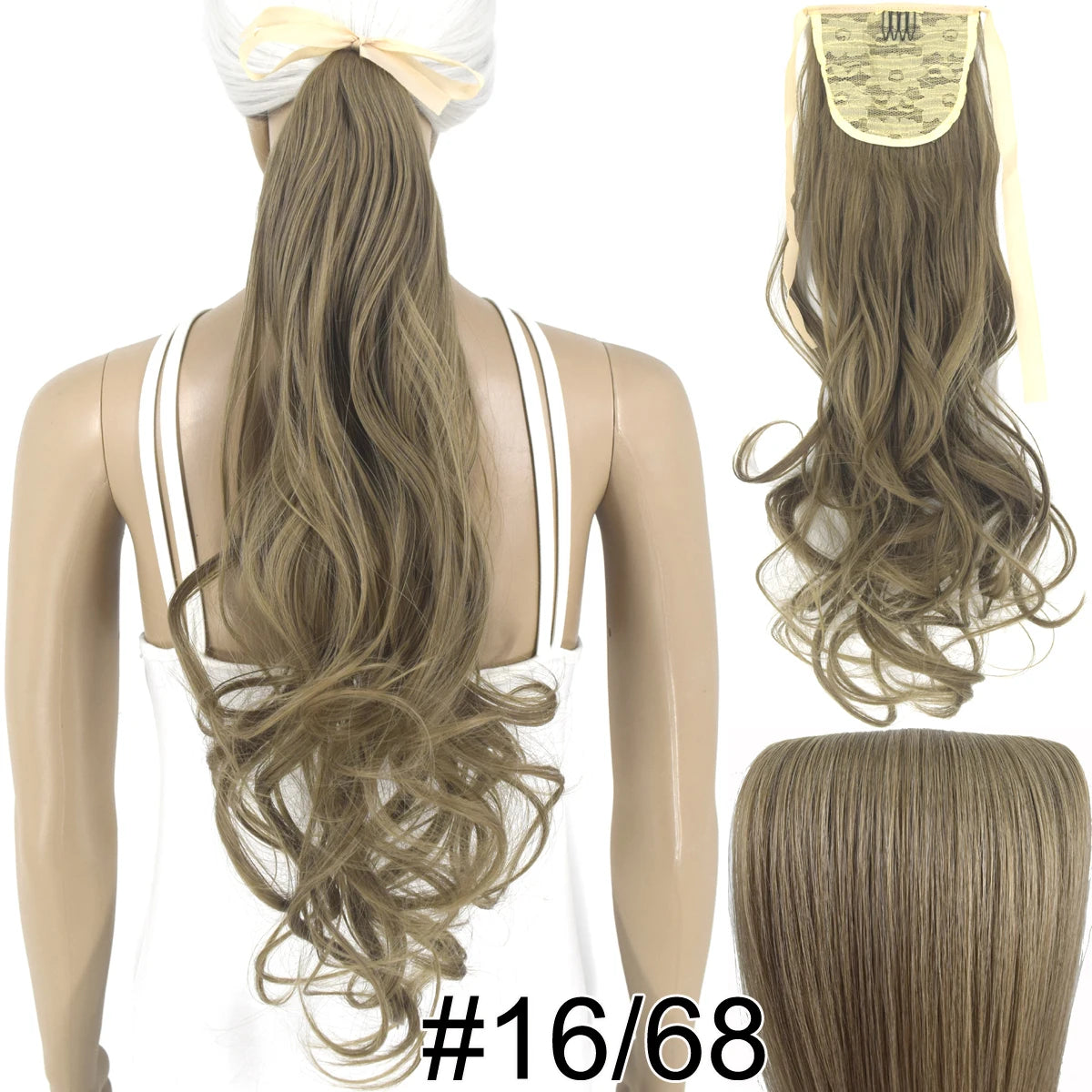 TOPREETY  Synthetic Hair Fiber Heat Resistant Wavy Ribbon Clip in Ponytail Extensions 1008