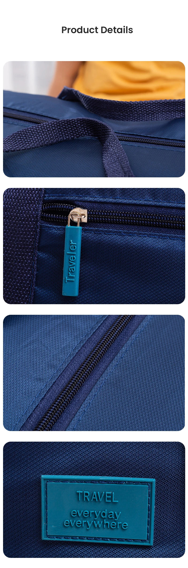 Lightweight Foldable Travel Duffel Bag Unisex Tote Carry-On Luggage for Weekenders Overnight Stays Trips Suitcase Organiser Bags