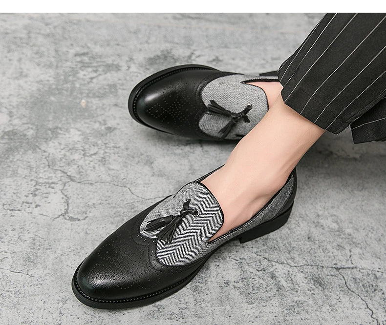 men leather shoes tassel loafers for men social shoe male classic shoes men elegant party moccasins mens fashion footwear