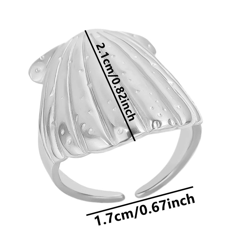 Fashion 5pcs/lot Marine Jewelry Sea Animals Conch Starfish Shell Rings Stainless Steel Rings Jellyfish Scallop Oceans Women Gift