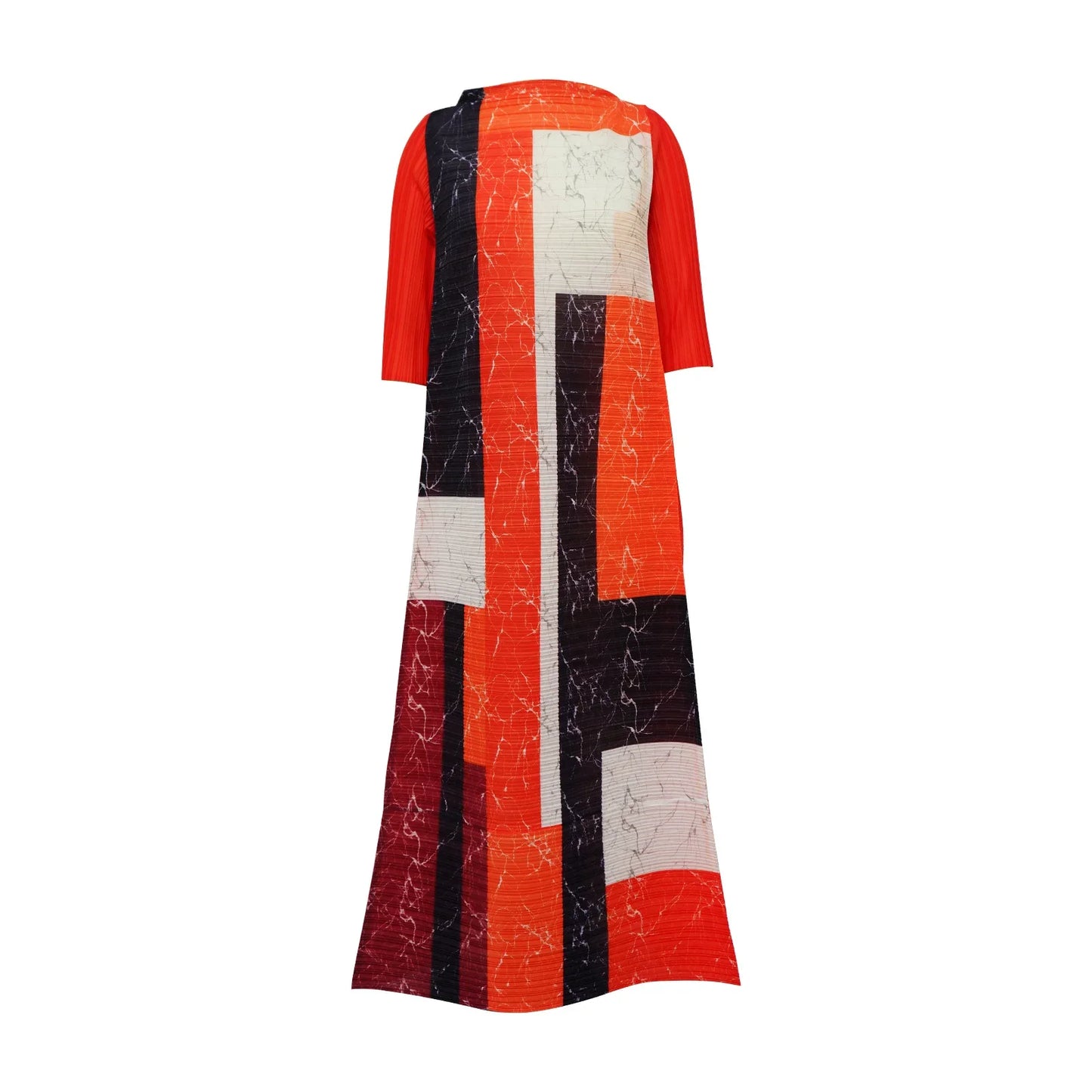 African Dresses for Women Summer Fashion Style African 3/4 Sleeve Polyester O-neck Pleated Dress Dashiki African Clothes Women
