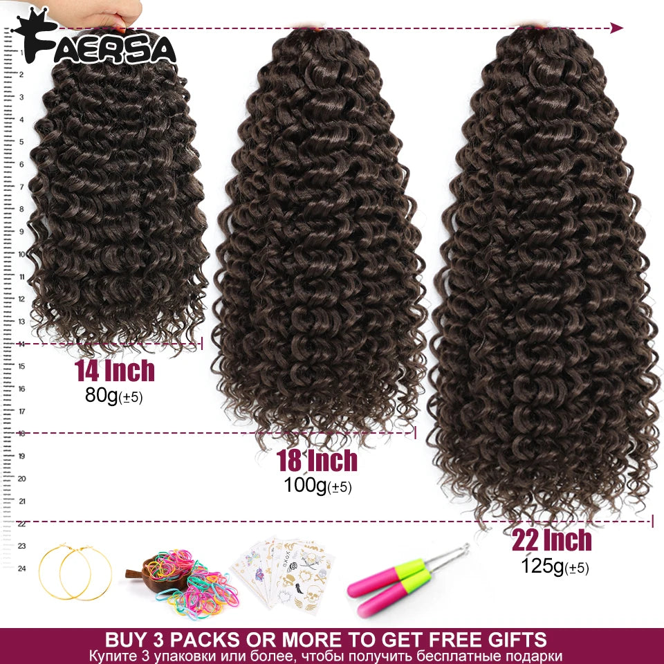 Wavy Strands Crochet Braid Hair14 18 &22inch Synthetic Ombre Wavy Curls Afro Curls Hair For Women Low Tempreture Deep Wave