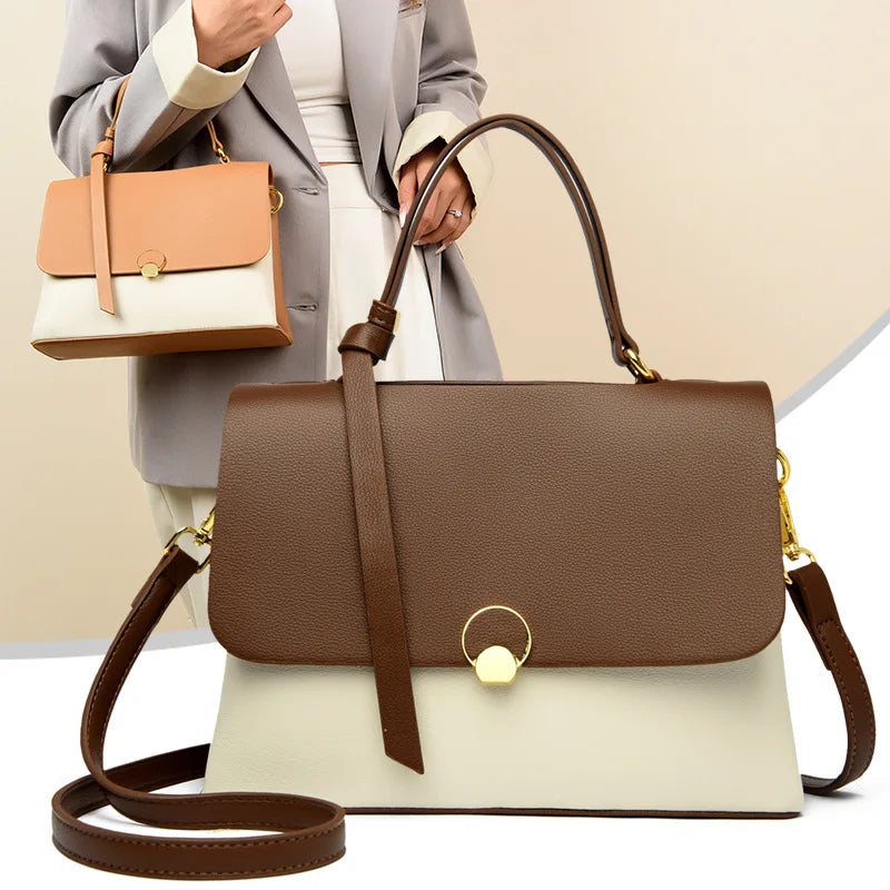 Fashionable Women's Bags, High-End Versatile Casual Bags, Trendy Textured Color-Blocked Handbags, Niche Shoulder and Crossbody Bags, a Great Choice for Gifting to Your Girlfriend