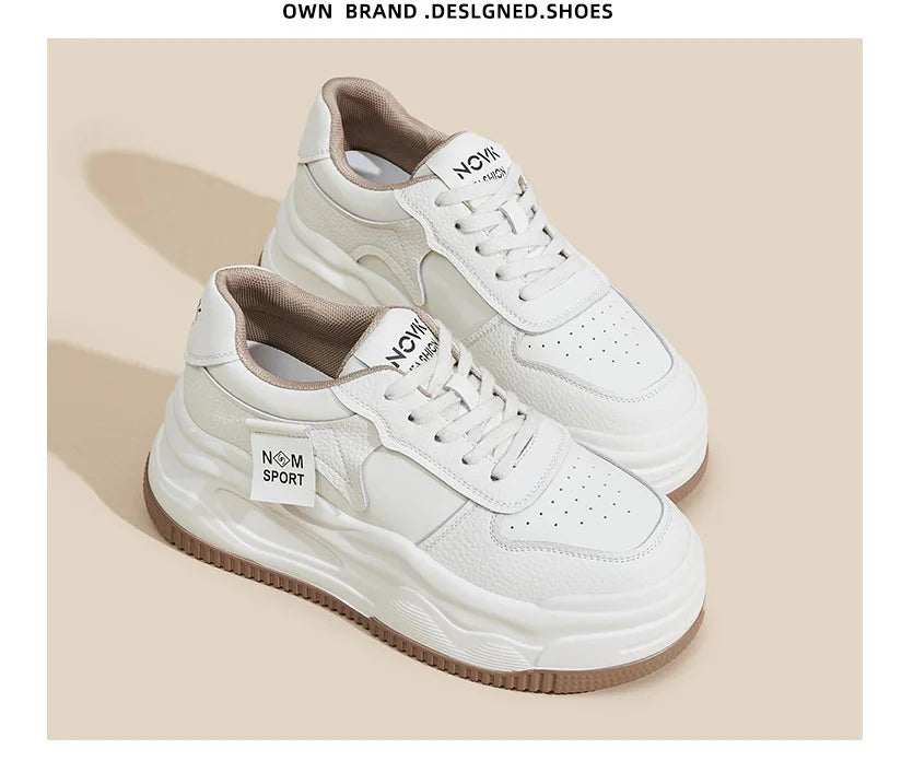 Fujin 8.5cm Genuine Leather Women Vulcanize Chunky Sneakers Women Summer Hidden High Heels Platform Wedge Summer Mesh Shoes