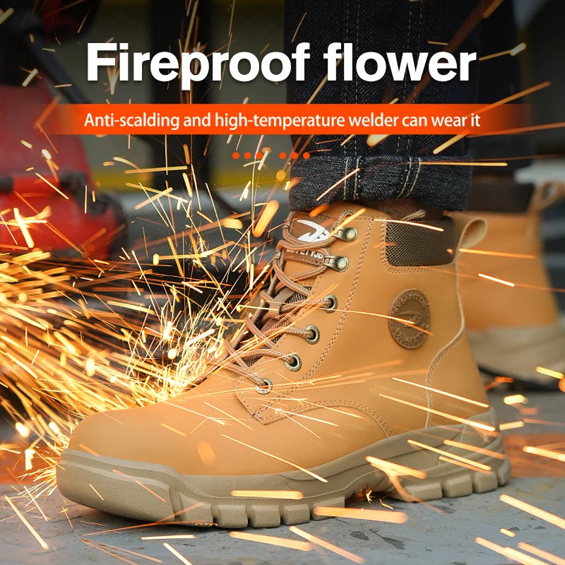 Men Protective Boots Steel Toe Shoes Anti-Smash Anti-Puncture Work Boots Safety Shoes Indestructible Winter Boots Waterproof
