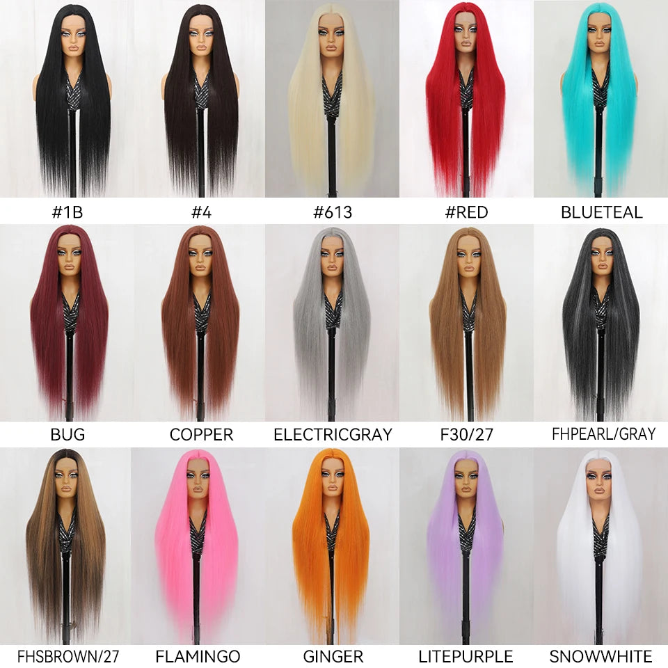 30 Inch Lace Frontal Wig Synthetic 13X6 Straight Hair Lace Wig For Afro Women High Temperture Fiber Blond Women Lace Frontal Wig
