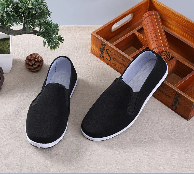 Beijing Men's Cloth Shoes New Style Work Shoes Rubber Sole Black Cloth Shoes One Step Work Shoes round Toe Breathable Wear Re...