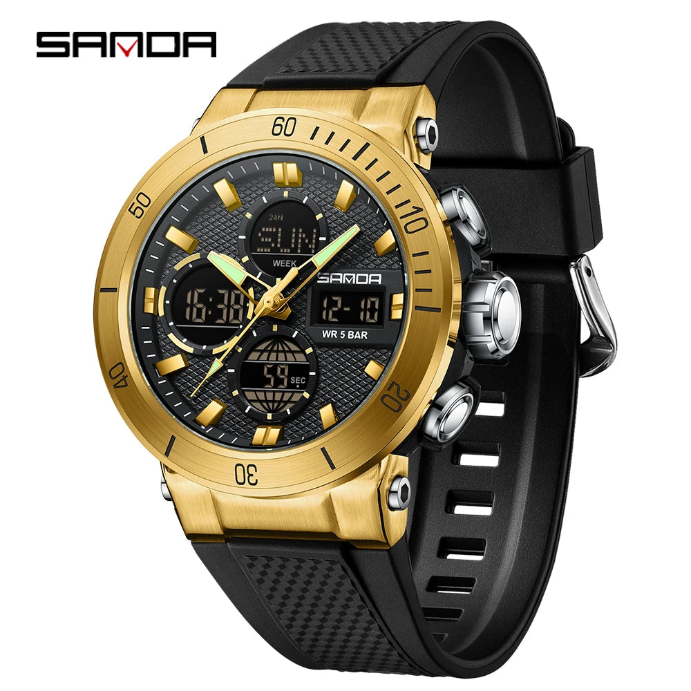 Fashion SANDA 2025 Top Brand 6191 Men New Countdown Stopwatch Waterproof Light Electronic Alarm Clock Time Led Digital Watches