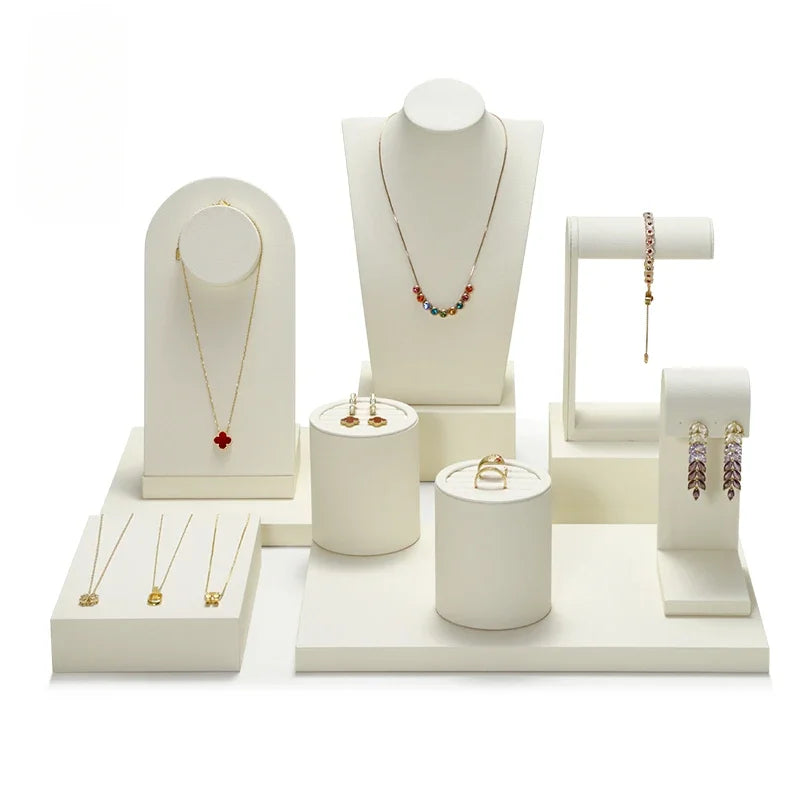 High end showcase jewelry display props, rings, necklaces, earrings display racks, counters, jewelry display sets, and tables