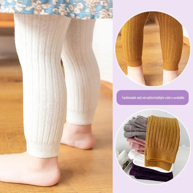 Kids' Korean Style Casual Nine Point Leggings for Spring & Autumn. Elastic and Comfortable Baby Girls' Pantyhose.