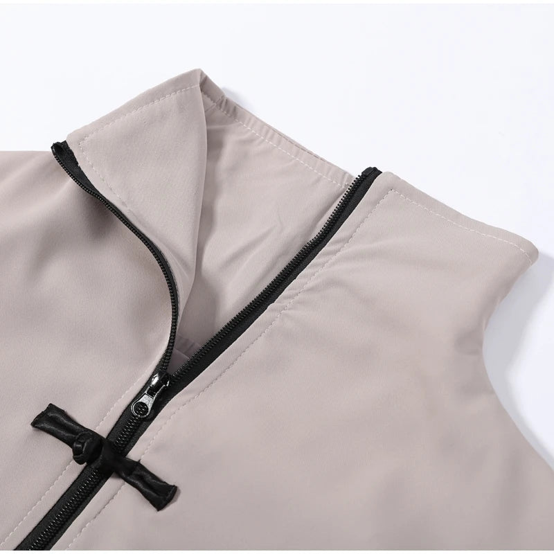 Casual Zipper Shirt Pants Suit Women Solid Button Stand Collar Drawstring Shirts Loose High Waist Trousers 2026 Spring Set Lady