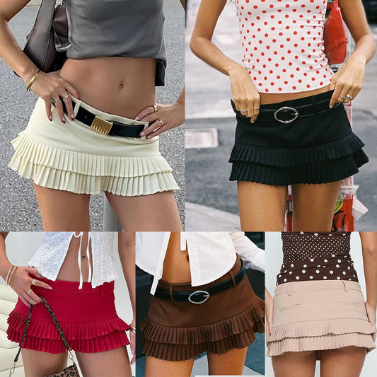 2026 European and American Ladies Fashion Sexy Hot Girls Low-waist Pleated Short Skirt Pants To Prevent Exposure