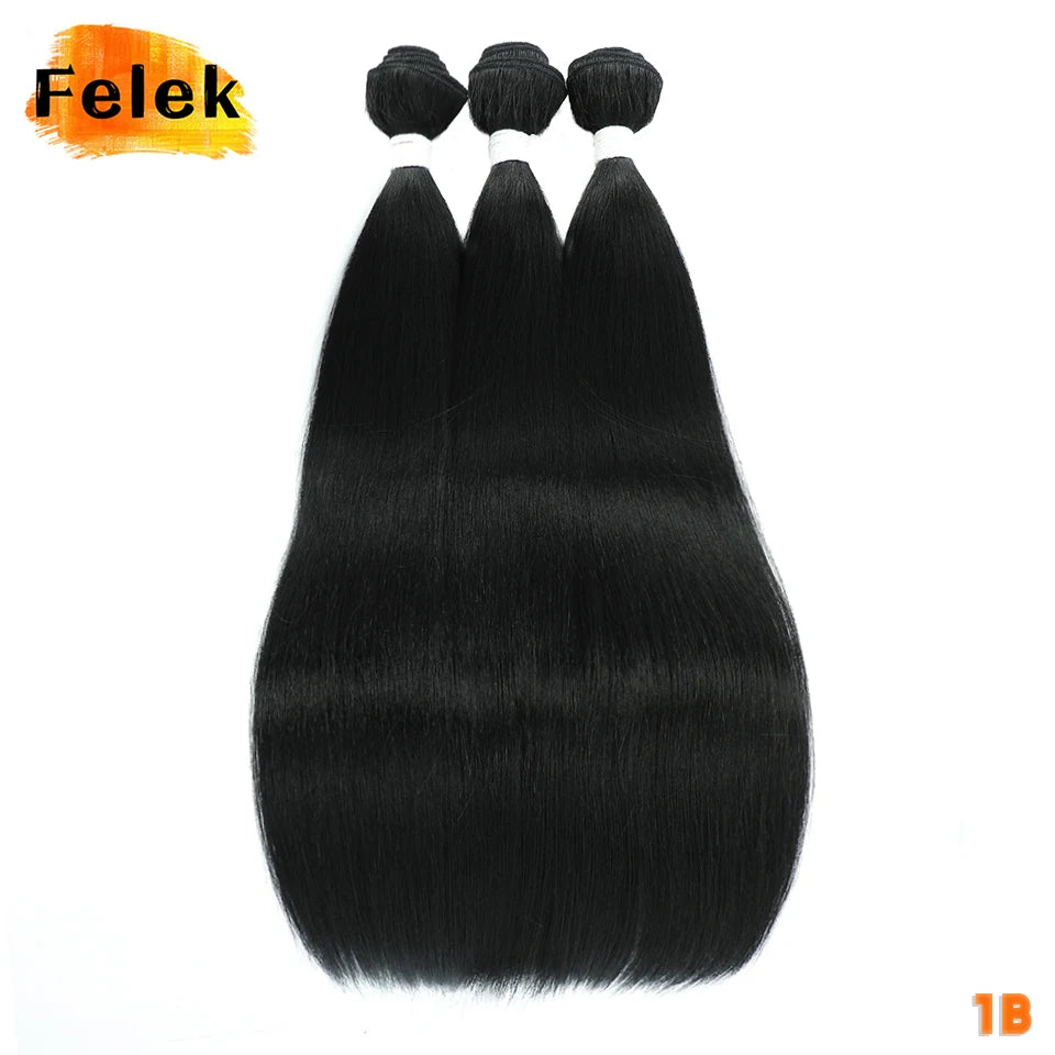 1Pc Straight Hair Bundles Synthetic Natural Hair Weaving 613 Blonde Bundles Hair Extensions Ombre Brown Red Weave Long Fake Hair