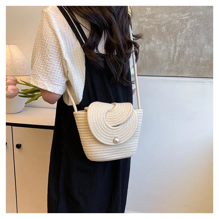 Popular Hand-woven Bags for 2025 Summer, Versatile Single-shoulder Crossbody Bags, Ins Beach Vacation Bags
