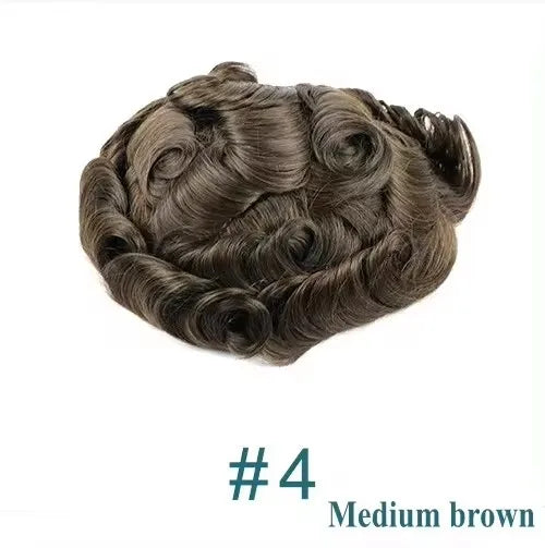 80%Density Natural Hairline 0.02mm Ultra Thin Skin Invisible Mens Toupee Brown Blonde Grey Human Hair Capillary Prosthesi System