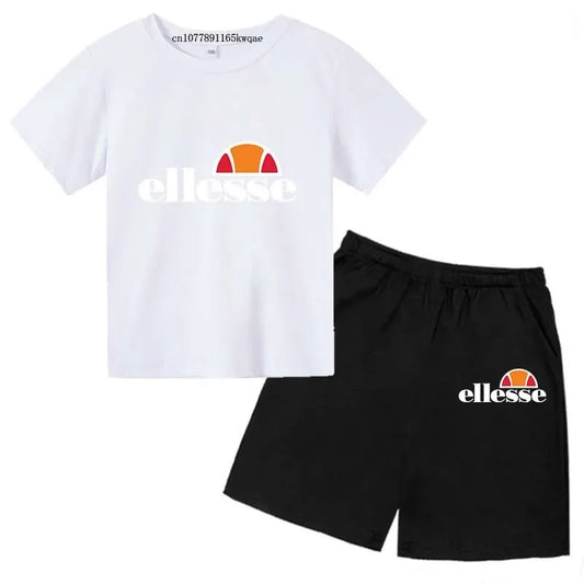 Kids Summer Leisure Letter 2pcs O-neck Short Sleeve T-shirts+Pants Suits 3-13 Years Boys Girls Casual Outfits Children Clothes