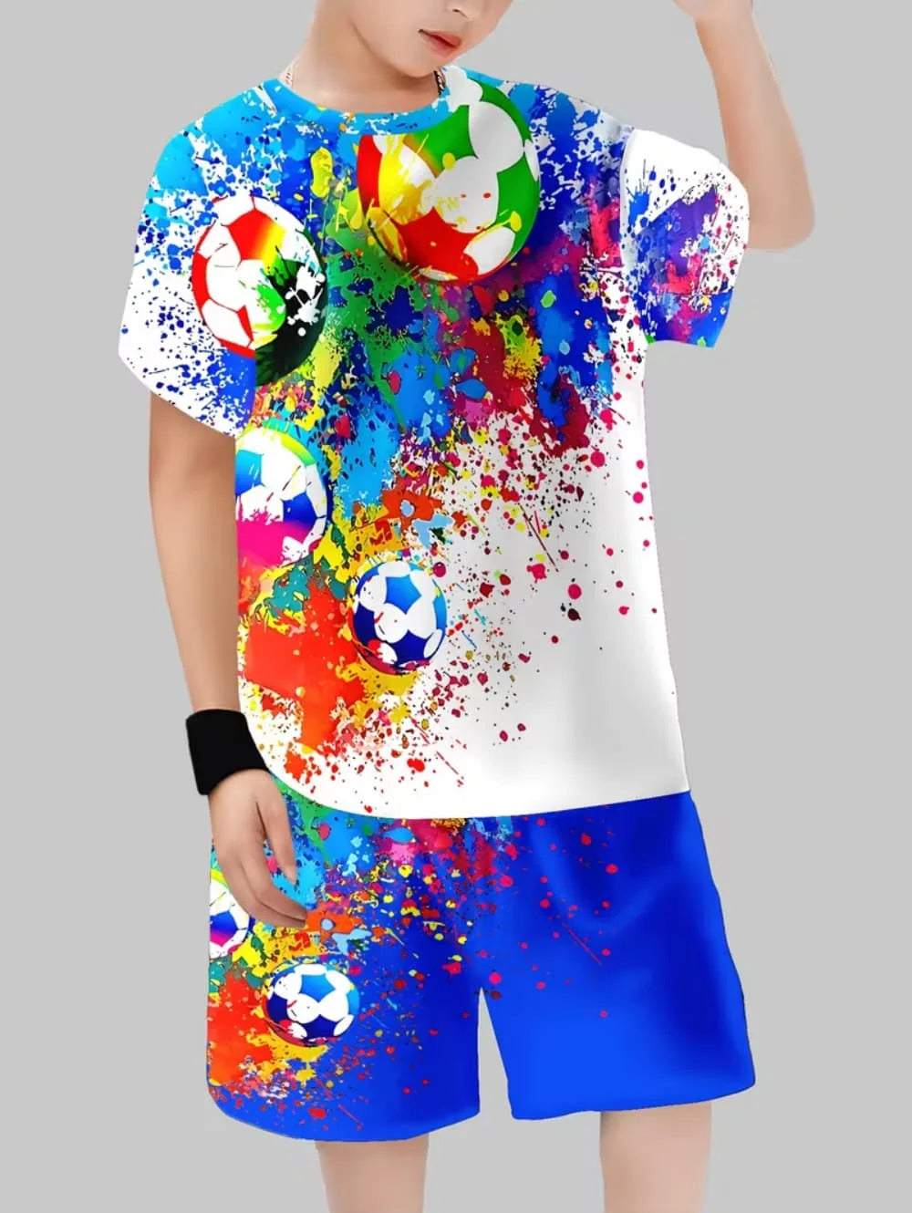 2026 Summer Children's Sports Set Football 3D Print Soccer Jersey Sets for Children Quick-Dry T-Shirt Shorts Children's Clothing