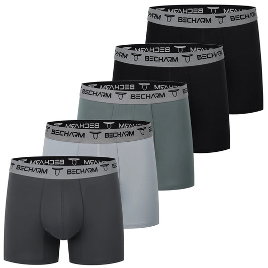 Mens Short Leg Underwear Soft Breathable Cotton Boxer Briefs Man 5 Pack Multicolor Trunks Underpants
