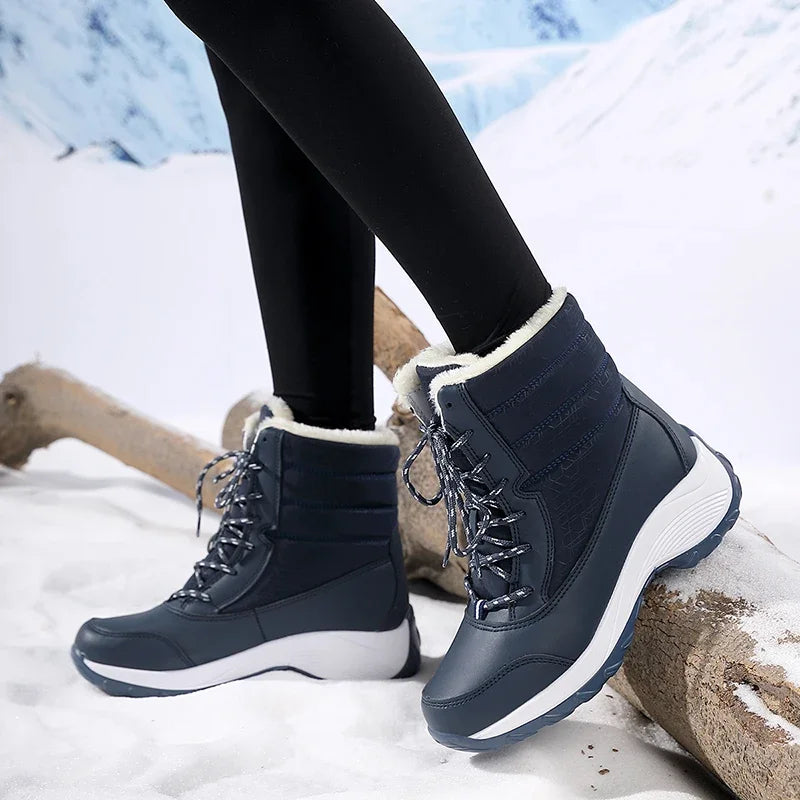 Women Platform Boots Winter Walking Shoes for Woman Plush Keep Warm Thigh High Boots Outdoor Winter Snow Black Ankle Boots 2025
