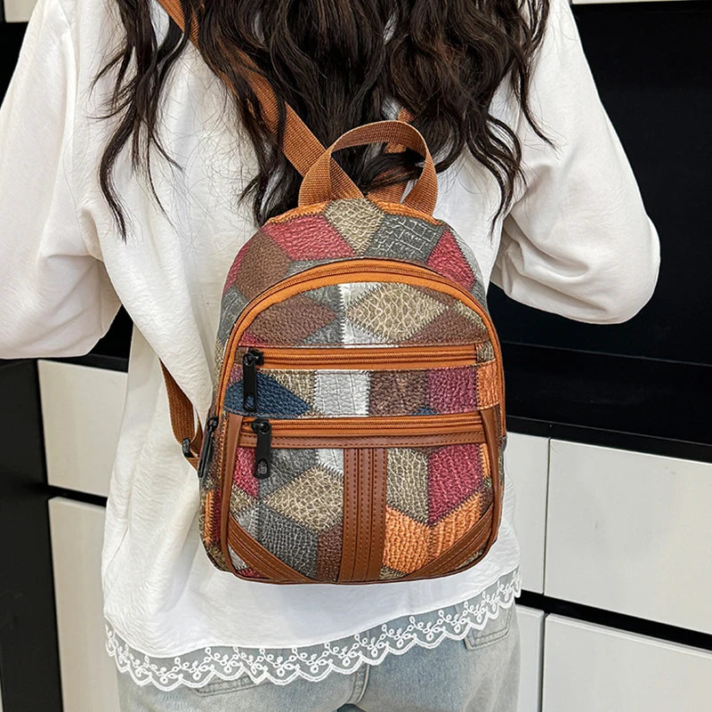 Men's and Women's Durable Shoulder Backpacks - Versatile Patchwork Style Fashion Casual Backpack for Traveling