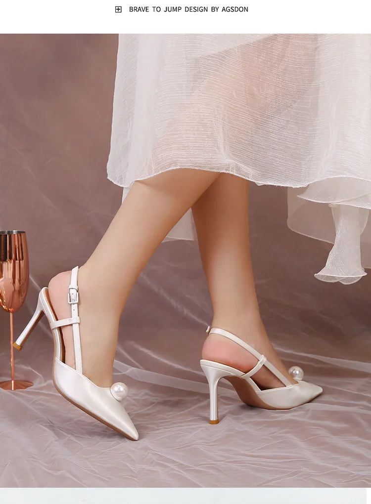 Female Wedding Shoes Summer New Pointed Toe Stiletto Sandals White Bridesmaid High Heels 6.5/8.5CM Pumps Women Chaussures Femme