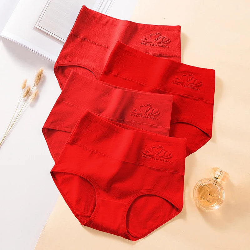 4Pcs Cotton Women's Panties High Waist Body Shaper Underwear Breathable Underpants Plus Size M-5XL Panty  Soft Female Briefs
