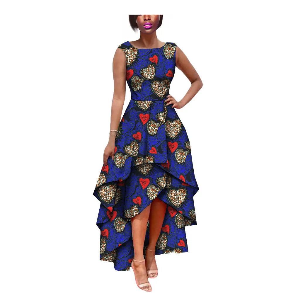 Hot African Women's AFRIPRIDE Private Sleeveless Pleated Party Dress Cotton Women's Dresses A722582