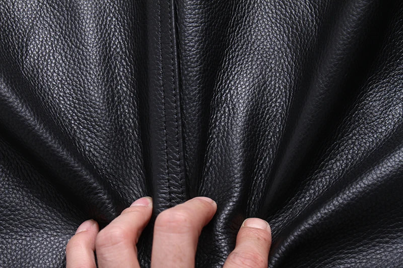 Long Jacket Men Genuine Leather Wind Coat Classic Black Plus Size Cowhide Jacket Casual Leather Cloth кожаная куртка мужская