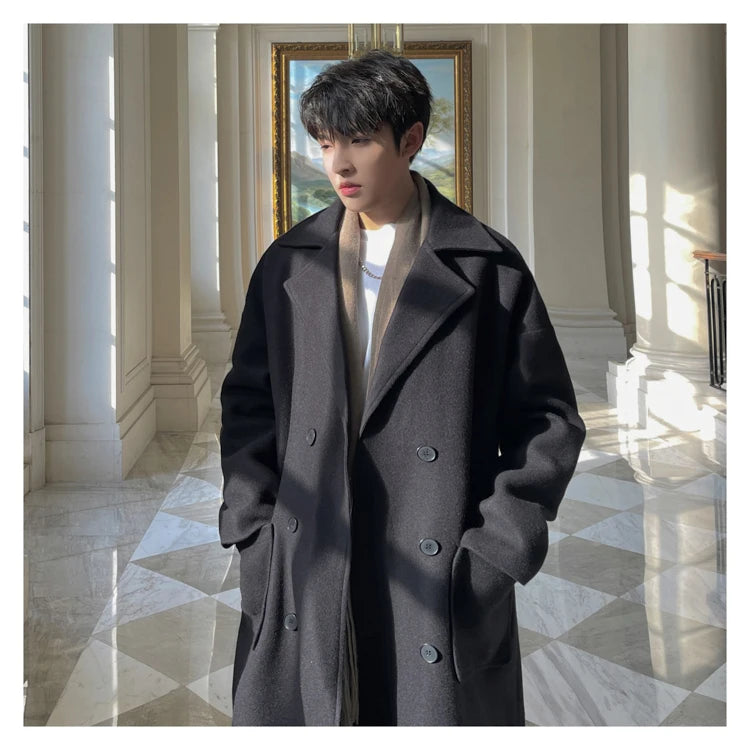 Long Coats Men chamarras para hombre Woolen Jackets winter coat men Trench Male Vintage Loose Heavy Jackets Men Leisure Overcoat