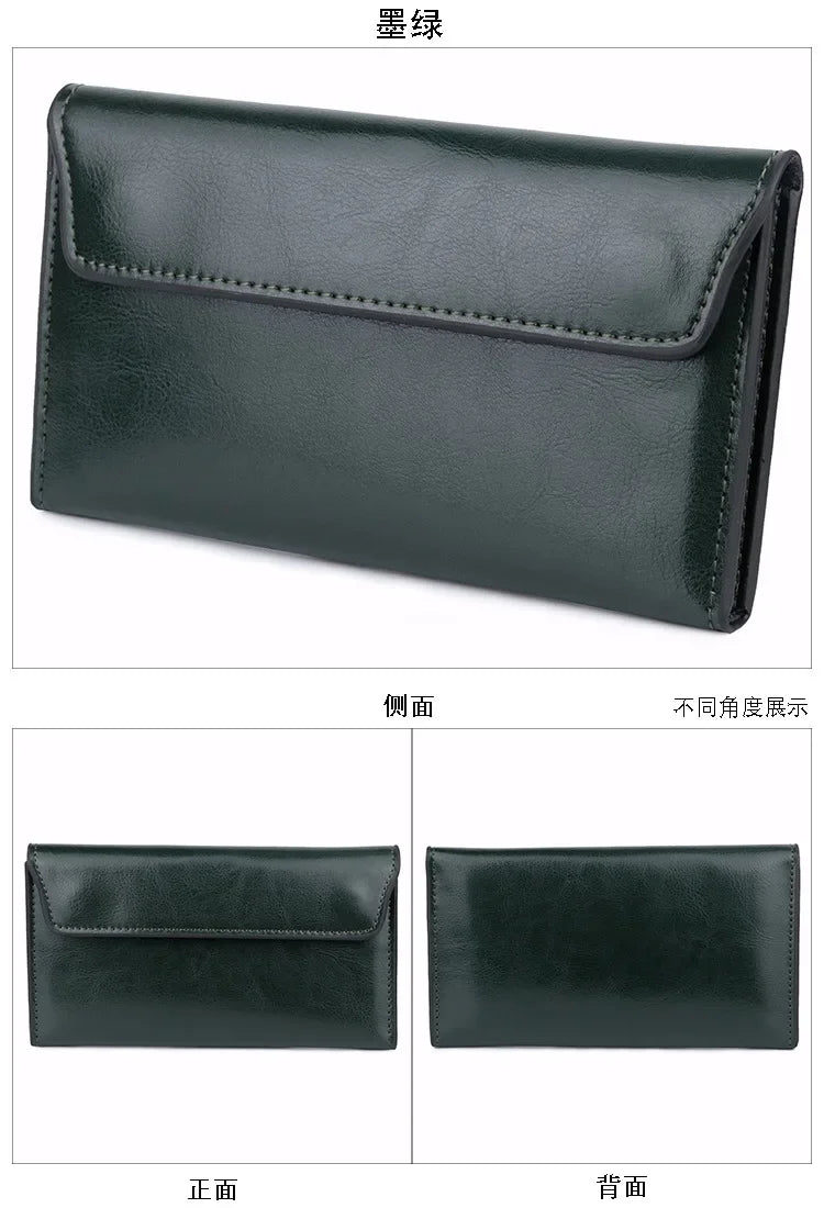 Luxurious Genuine Leather Women's Long Wallet Wallet Clutch 2-in-1 Credit Card Holder Wallet