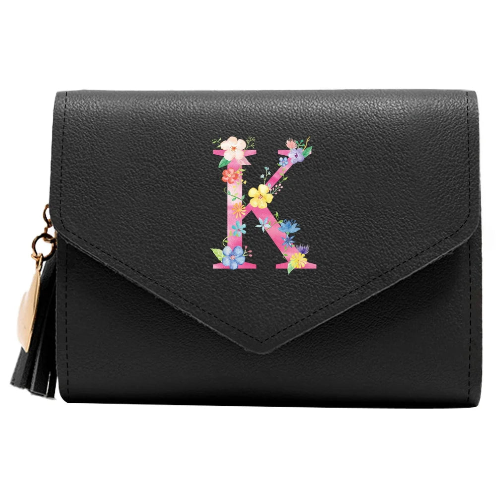 Purse Female Mini Wallet Cute Purse Pink Letter Pattern Slim Wallet RFID Blocking Credit Card Holder Coin Pocket ID Window