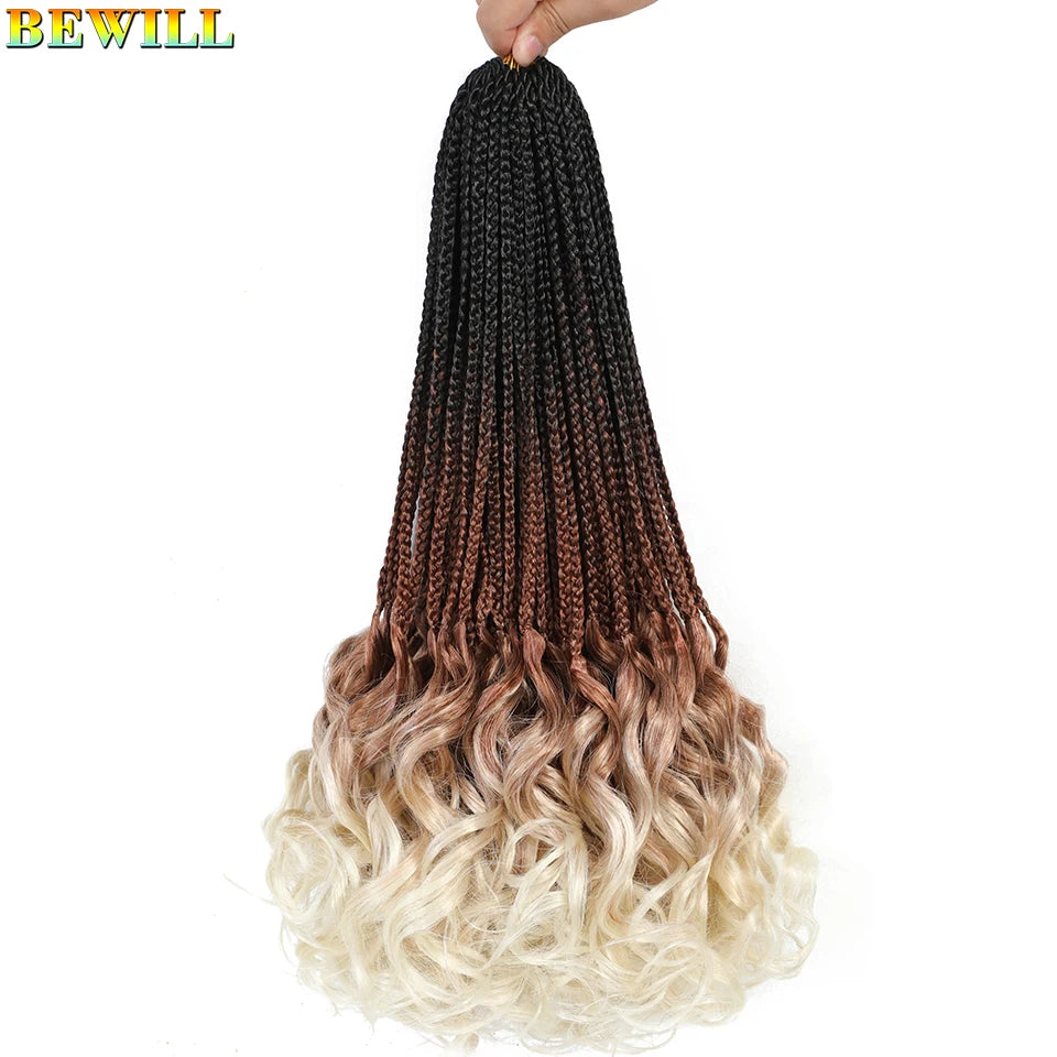 14 18 24 Inch French Curl Crochet Braids Boho Goddess French Curl Box Braids Crochet Hair Synthetic French Curly Braiding Hair