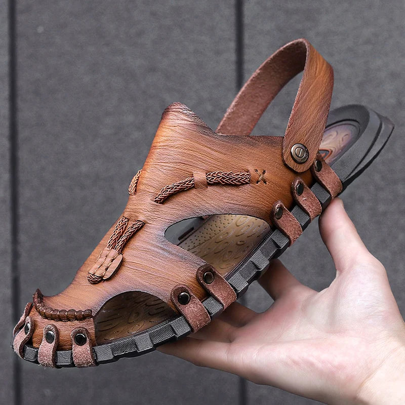Summer Handmade Leather Sandals for Fashion Men Casual Shoes Comfortable Slippers