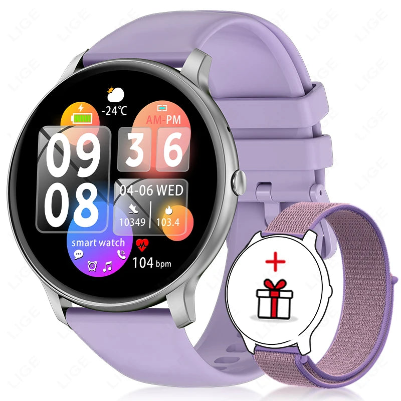 LIGE Women's SmartWatch Blood Oxygen Monitor Sports Fitness Tracker Bluetooth Call Al Voice Assistant Watches For Android IOS