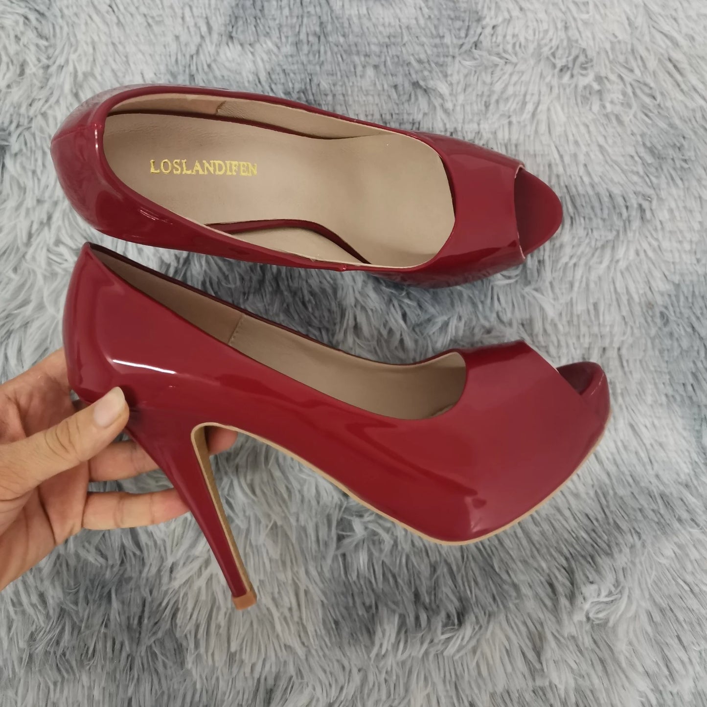 Women Pumps Fashion Sexy Open Toe 12cm Thin Heels Platform Super Patent Leather High Heels  Gladiator Party Dress Wedding Shoes