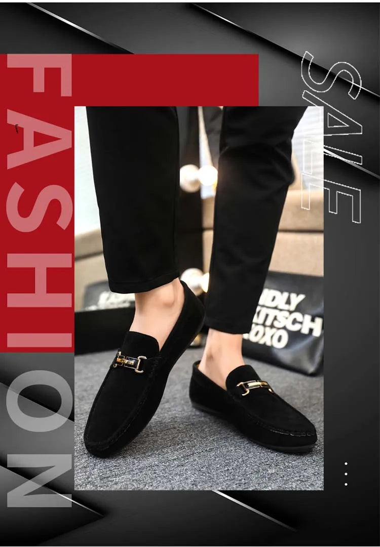 Spring and Summer Men's Shoes, Low-Cut Beanie Shoes, Versatile Casual Shoes, Breathable Leather Shoes, Black Work Shoes, Slip-Ons