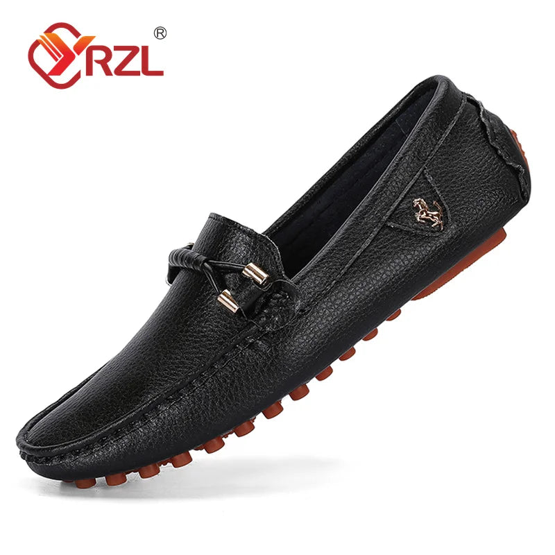 YRZL Loafers Men Handmade Leather Shoes Casual Driving Flats Slip-on Shoes Luxury Comfy Moccasins Shoes for Men Plus Size 37-48
