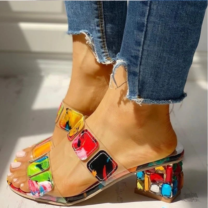 Fashion Women's Shoes Summer New Styles Thick Heels High Heels Anti Slip Comfortable Slippers Simple Lightweight Women's Sandals