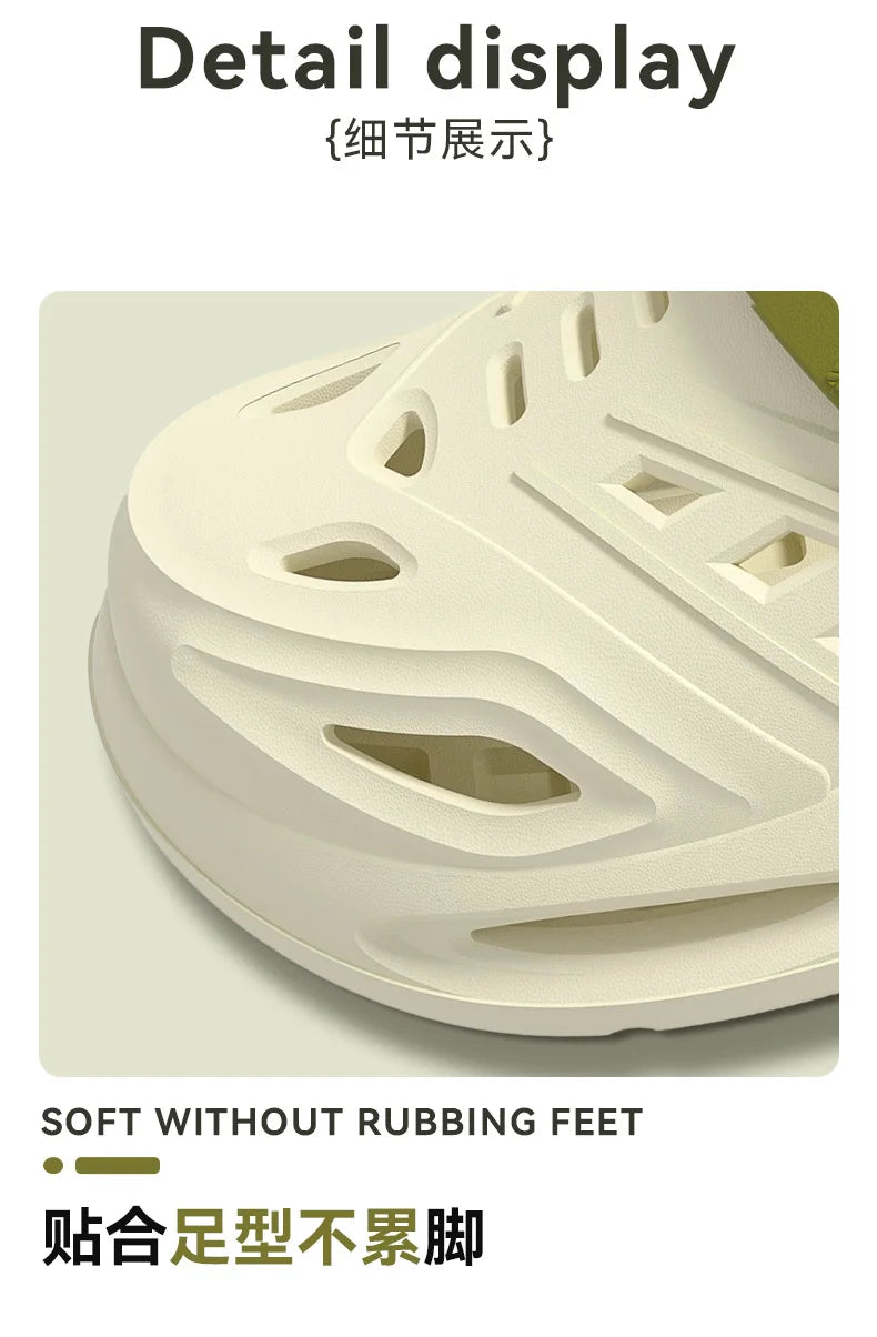 Thick-soled hole shoes for men, summer outdoor toe-caps slippers, sports sandals with anti-slip and sand-crawling feeling