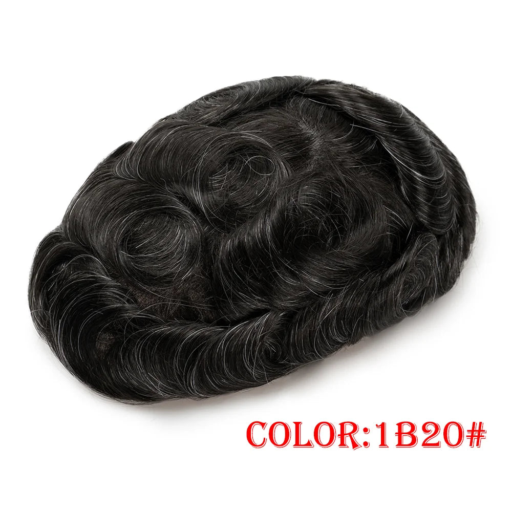 Hollywood Men Toupee Lace & PU Base Human Hair Replacement System Unit for Men Durable Male Hair Prosthesis Wigs