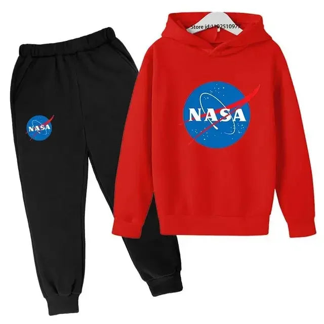 Casual Spring Autumn 2pcs Hoodie+jogging Pants Kids NASA Fashion Tracksuits 3-13 Years Boys Girls Trend Outfits Children Clothes