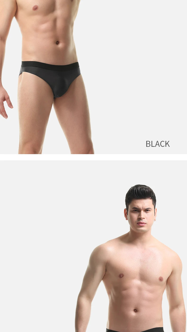 5pc Men's underwear Men's ice silk seamless breathable ultra-thin briefs summer ice soft and comfortable boys underpants
