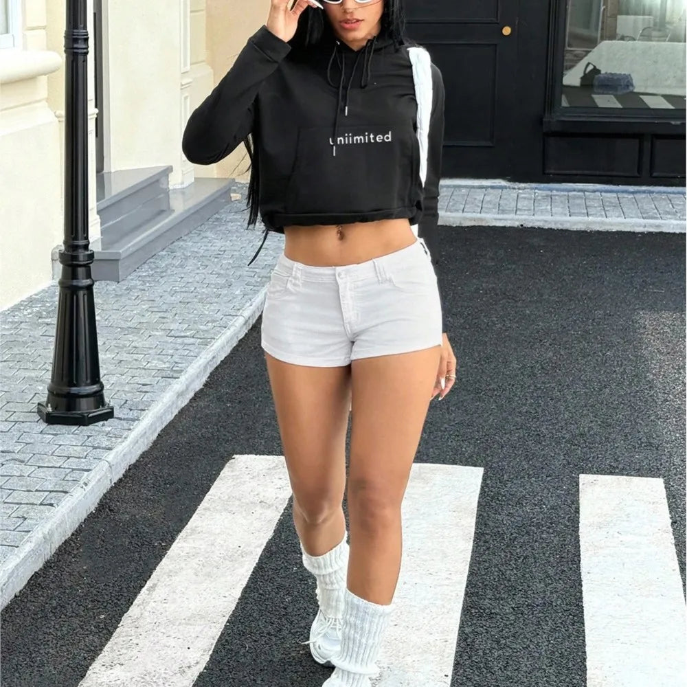 Summer American Women's Clothing Retro Short Pants Sexy Casual Jeans Shorts Simple Style Solid Color Package Hip Bodycon Trendy