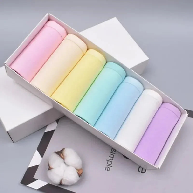 7pcs Women's Cotton Panties Plus Size Sexy Briefs Girls Breathable Soft Lingerie Cute Solid Color Underwear