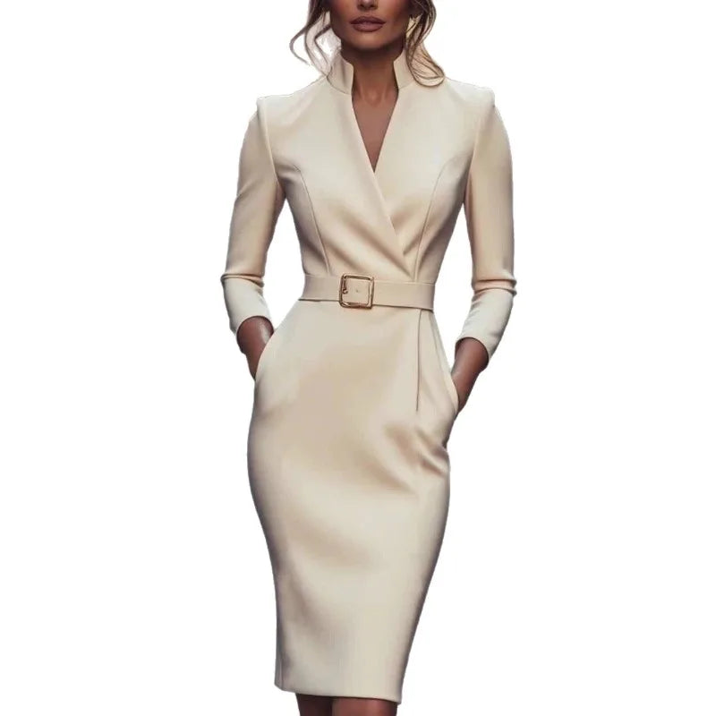 2025 New Autumn French High-end Temperament Socialite Small Fragrance Style Waist Cinched Dress for Women